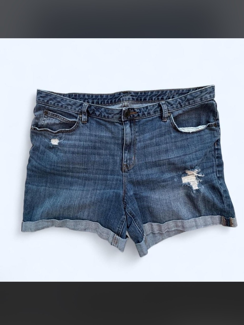 a.n.a Dark Blue Distressed Denim Shorts
